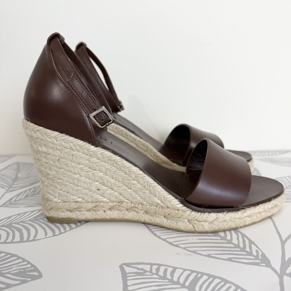 M. Gemi The Marcella Wedge Sandal Chocolate Brown Leather Italy Women’s 37 / 7 - Picture 2 of 12